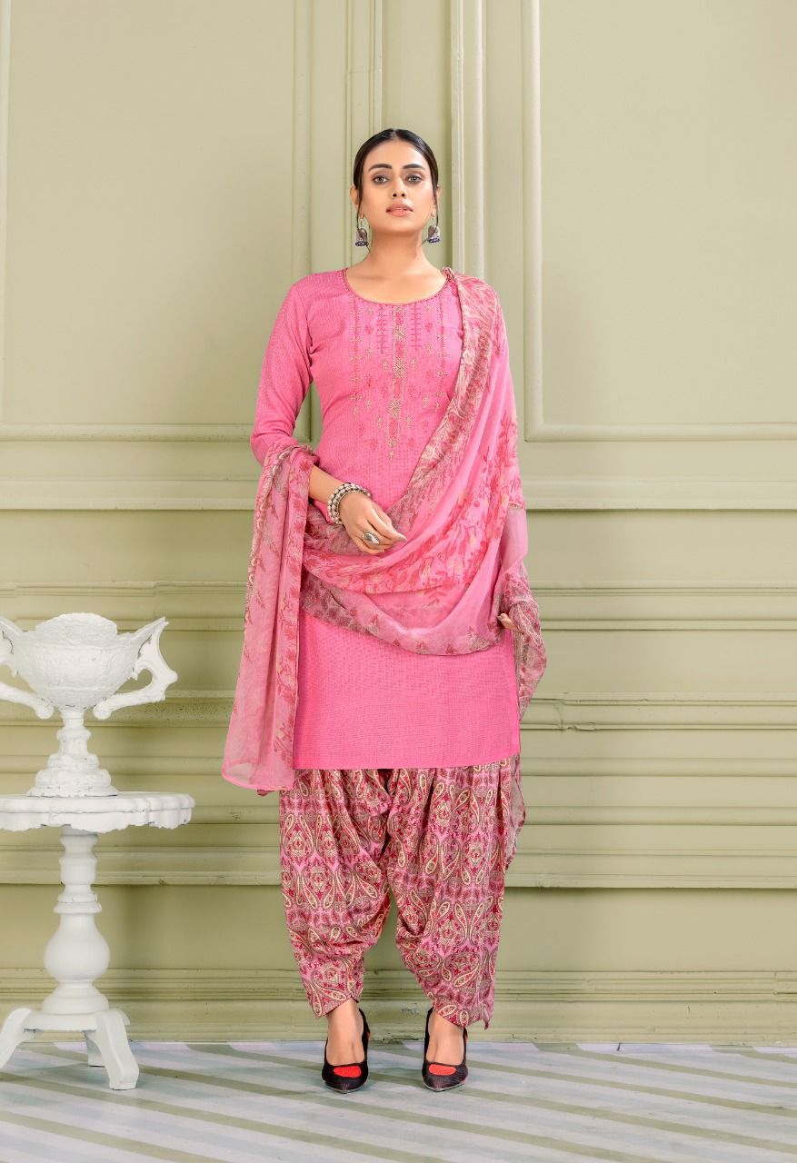 Priyaa 7 Premium Cotton Printed Regular Wear Patiala Dress Material Collection